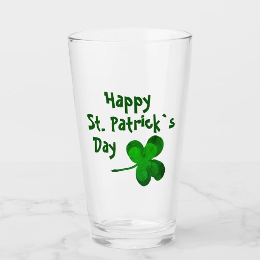 Green Kleeblatt Irish Happy St Patrick`s Day Glas (Vorderseite)