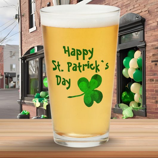 Green Kleeblatt Irish Happy St Patrick`s Day Glas