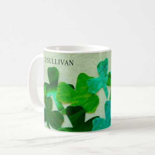 Green Kleeblatt Irish Individuelle Name Kaffeetasse (Vorderseite Links)