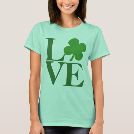 Green Kleeblatt Liebe St Patricks Day Womens T-Shirt (Vorderseite)