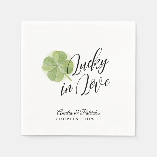 Green Kleeblatt Lucky in Liebe Brautparty Serviette (Vorderseite)