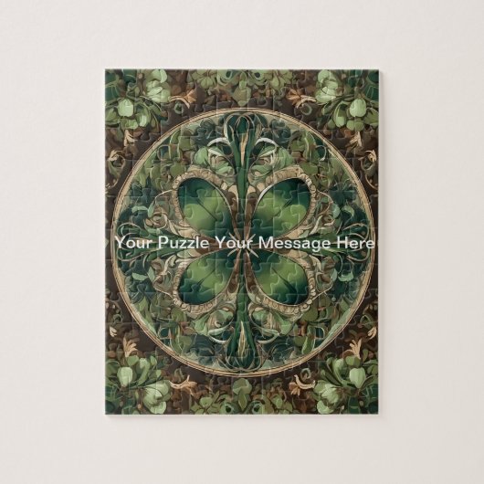 Green Kleeblatt Mandala Puzzle (Vertikal)