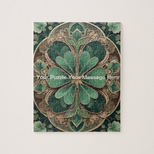 Green Kleeblatt Mandala Puzzle (Vertikal)