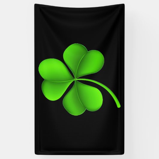 Green Kleeblatt On Black (h) Banner (Vertikal)