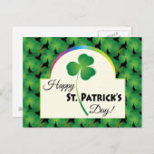 Green Kleeblatt Pattern, Happy St. Patrick's Day Postkarte (Vorne/Hinten)