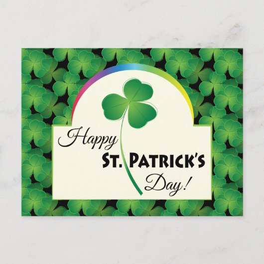 Green Kleeblatt Pattern, Happy St. Patrick's Day Postkarte (Vorderseite)