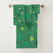Green Kleeblatt Pattern St Patricks Day Badhandtuch Set (Insitu)