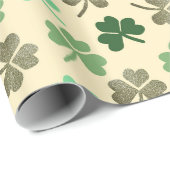 Green Kleeblatt Pattern St Patrick's Day Clover Wr Geschenkpapier (Rolleneckpunkt)