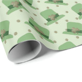 Green Kleeblatt Pattern St Patrick's Day Clover Wr Geschenkpapier (Rolleneckpunkt)