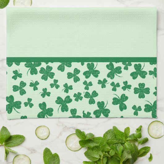 Green Kleeblatt Pattern St. Patrick's Day Geschirrtuch (Gefaltet)