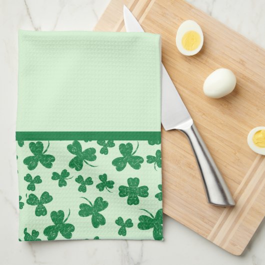 Green Kleeblatt Pattern St. Patrick's Day Geschirrtuch (Viertel Falte)