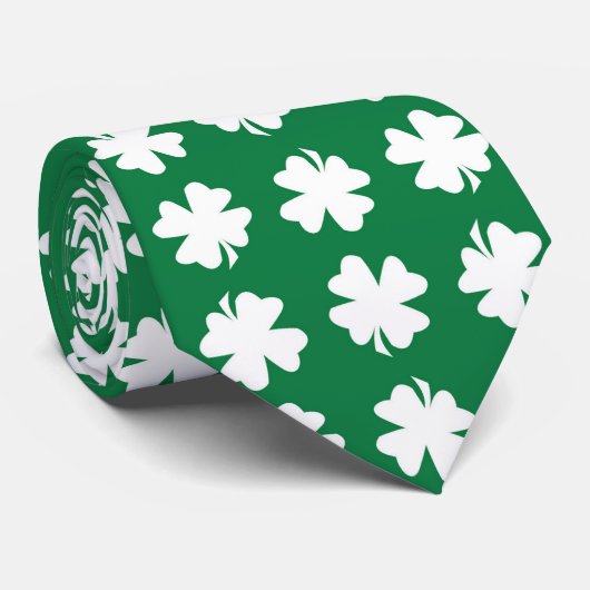 Green Kleeblatt Pattern St. Patrick's Day Krawatte (Gerollt)