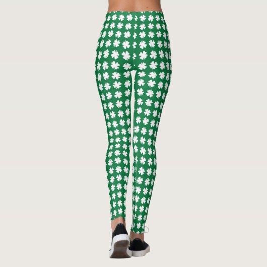 Green Kleeblatt Pattern St. Patrick's Day Leggings (Rückseite)