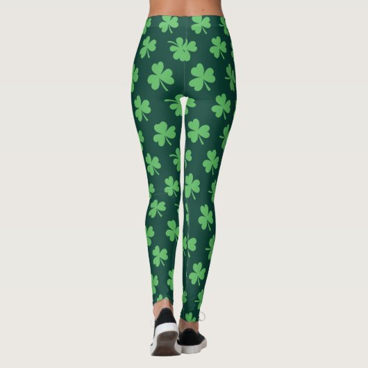 Green Kleeblatt Pattern St Patrick's Day Leggings (Rückseite)