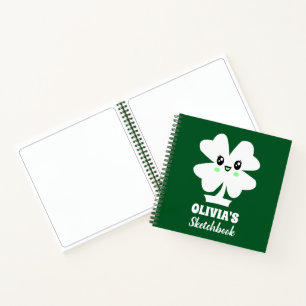 Green Kleeblatt Personalisiert Name Sketchbook Notizblock