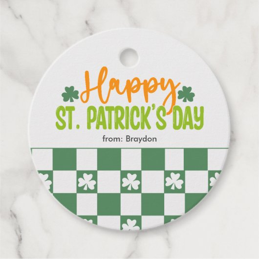 Green Kleeblatt Quadrate St. Patrick's Day Geschenkanhänger (Vorderseite)