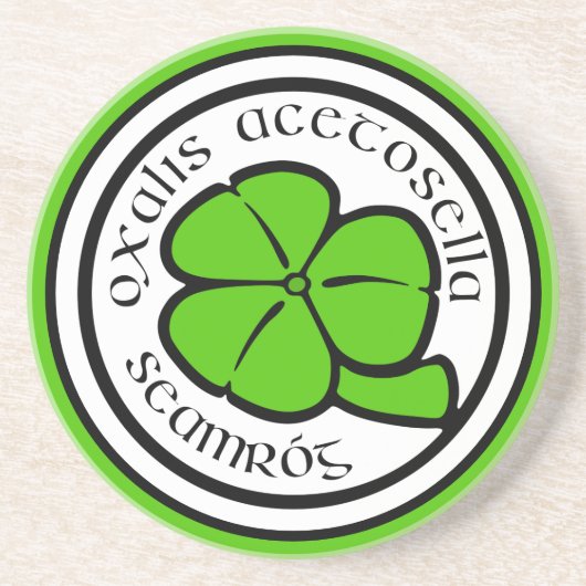 Green Kleeblatt Saint Patrick's Day Blumengrafik Getränkeuntersetzer (Vorne)