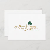Green Kleeblatt, Simple Elegante Dankeschön Card Dankeskarte (Vorne/Hinten)