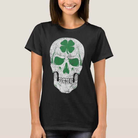 Green Kleeblatt Skull Irish Irland ST PATRICKS DAY T-Shirt (Vorderseite)