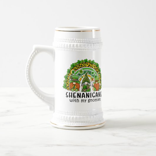 Green Kleeblatt St Patrick mit meinen Gnomen Bierglas (Links)