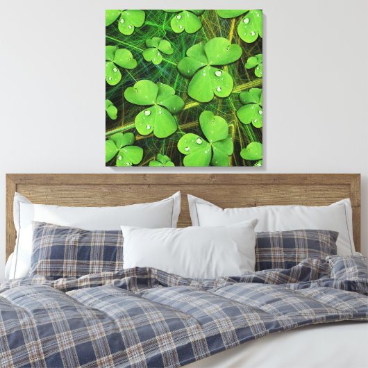 Green Kleeblatt St Patrick's Day Canvas Print Leinwanddruck (Insitu (Schlafzimmer))