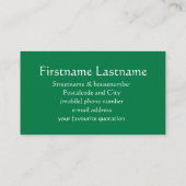 Green Kleeblatt St Patricks Day Irland Visitenkarte (Rückseite)