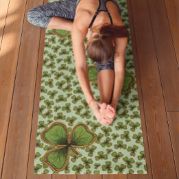 Green Kleeblatt Vintag Style Clovers Irish Yogamatte