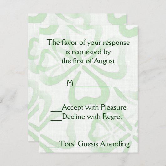Green Kleeblatt Wedding RSVP Card (Vorne/Hinten)