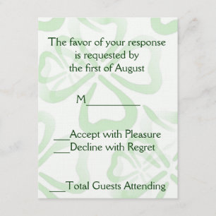 Green Kleeblatt Wedding RSVP Card Karte