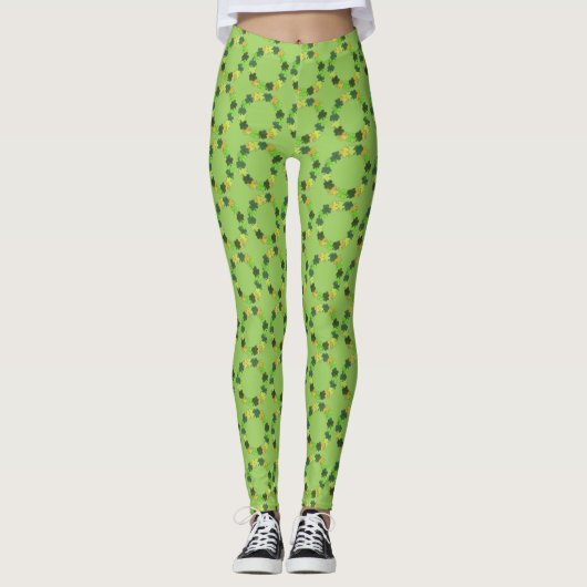 Green Kleeblatt Wreath St. Patrick's Day Clover Leggings (Vorderseite)