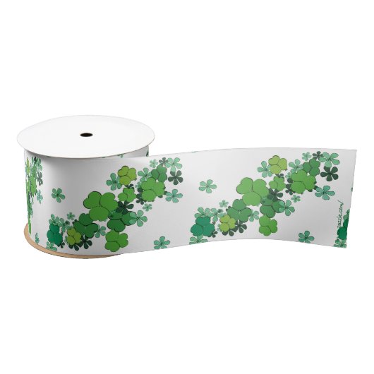 Green Kleeblatts & Daisies St Patrick's Ribbon Satinband (Spule)