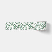 Green Kleeblatts Ditsy Pattern auf weißem Band Ripsband (Vorderseite)