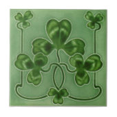 Green Kleeblatts Irish Art Nouveau Repro Design Fliese (Vorderseite)