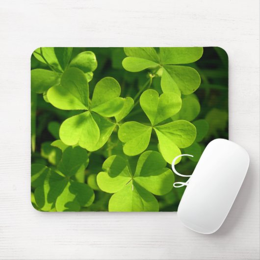 Green Kleeblatts Irish Clover Monogram Mouse Mat Mousepad (Mit Mouse)
