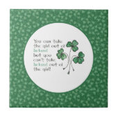 Green Kleeblatts Irish Girl Quote Keramik Tile Fliese (Vorderseite)