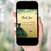 Green Kleid conetti Quinceanera danke Ihnen Karte