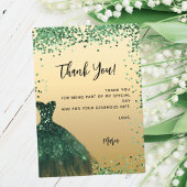 Green Kleid conetti Quinceanera danke Ihnen Karte