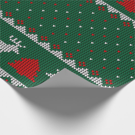 GREEN KNITTED CHRISTMAS SWEATER GESCHENKPAPIER (Ecke)