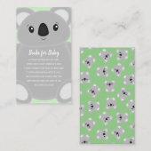 Green Koala Bear Baby Dusche Begleitkarte (Vorne/Hinten)