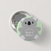 Green Koala Bear Baby Dusche Button (Vorne & Hinten)