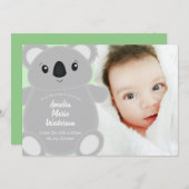 Green Koala Bear Baby Dusche Einladung (Vorne/Hinten)