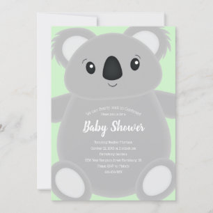 Green Koala Bear Baby Dusche Einladung