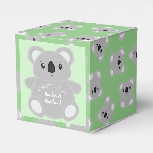 Green Koala Bear Baby Dusche Geschenkschachtel (Vorderseite)