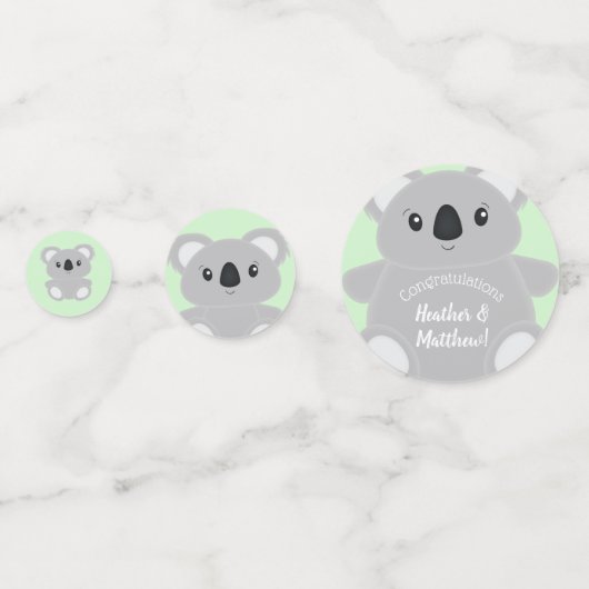 Green Koala Bear Baby Dusche Konfetti (Rückseiten)