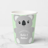 Green Koala Bear Baby Dusche Pappbecher (Rückseite)