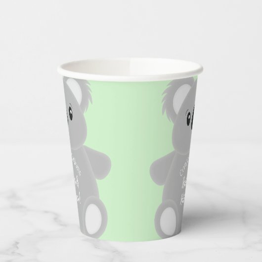 Green Koala Bear Baby Dusche Pappbecher (Links)