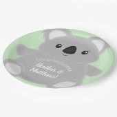 Green Koala Bear Baby Dusche Pappteller (Schrägansicht)