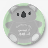 Green Koala Bear Baby Dusche Pappteller (Vorderseite)