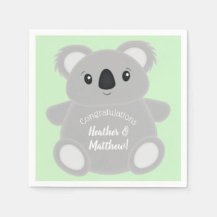Green Koala Bear Baby Dusche Serviette