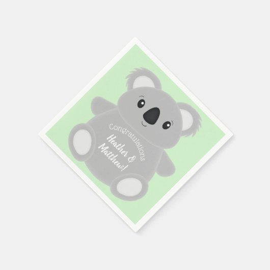 Green Koala Bear Baby Dusche Serviette (Ecke)